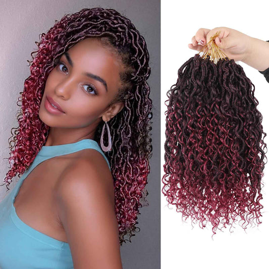 Sosihua Goddess locs crochet hair, 9 packs soft boho faux locs with curly ends bohemian crochet dreads for black women(14Inch,#Tbug)