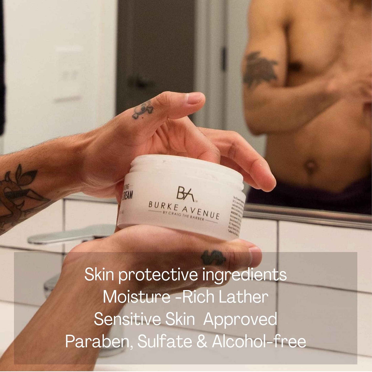 Burke Avenue Moisturizing Shave Cream – Protects Skin from Irritation & Razor Burn | Hydrating Rich Lather | Sensitive Skin Approved