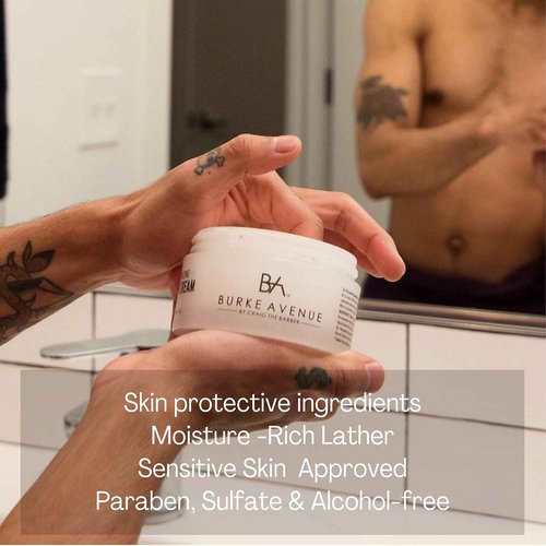 Burke Avenue Moisturizing Shave Cream – Protects Skin from Irritation & Razor Burn | Hydrating Rich Lather | Sensitive Skin Approved