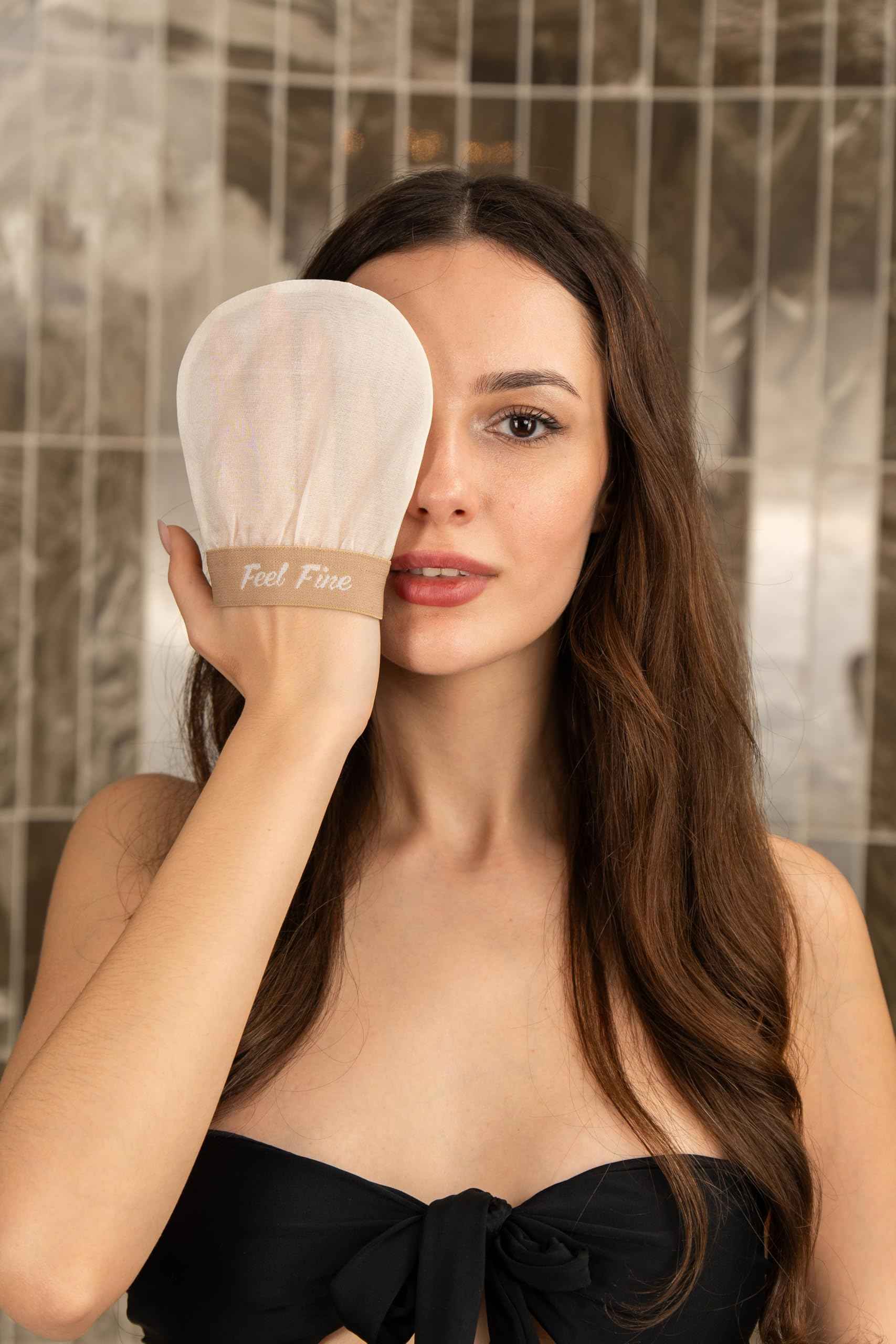 Feel Fine Turkish Exfoliating Mitt Set – 100% Raw Silk Hammam Kese Glove for Men & Women | Handcrafted Turkish Skin Peeling Scrubber Bath & Sauna Exfoliator (Feel Fine)