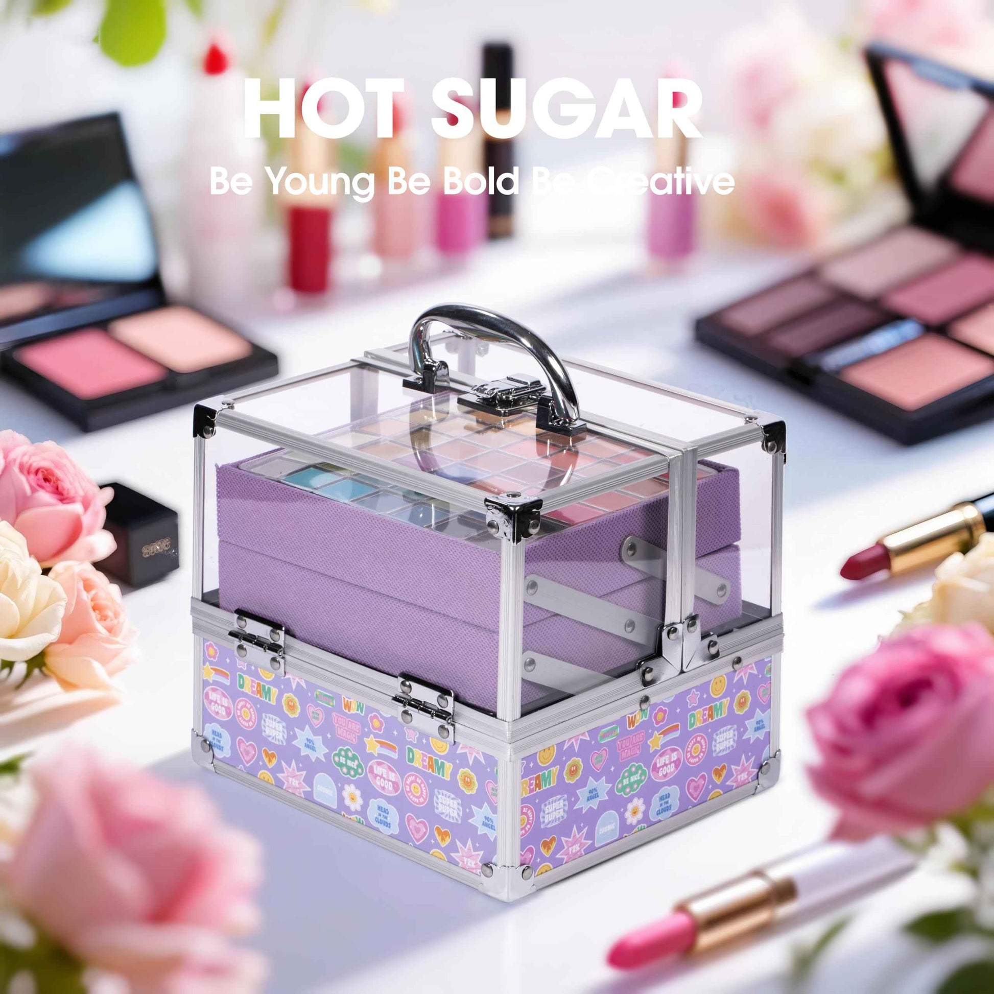 Hot Sugar Make Up Kit for Girls 10-12, Girls Makeup Sets Ages 8-12, Beauty Box for Birthday Parties Makeovers & Christmas (Sticker)