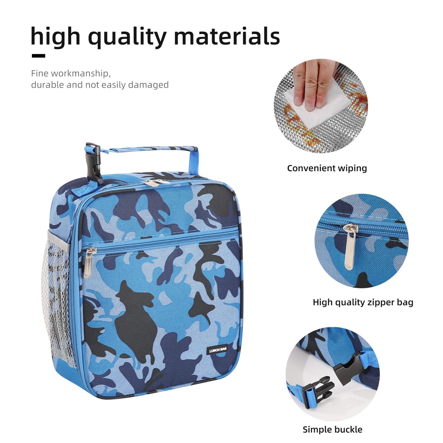 AYEANY Lunch box Lunch bag for men women Lunchbox Lunch bags Insulated Lunch bag Lunch box cooler (Blue camo)