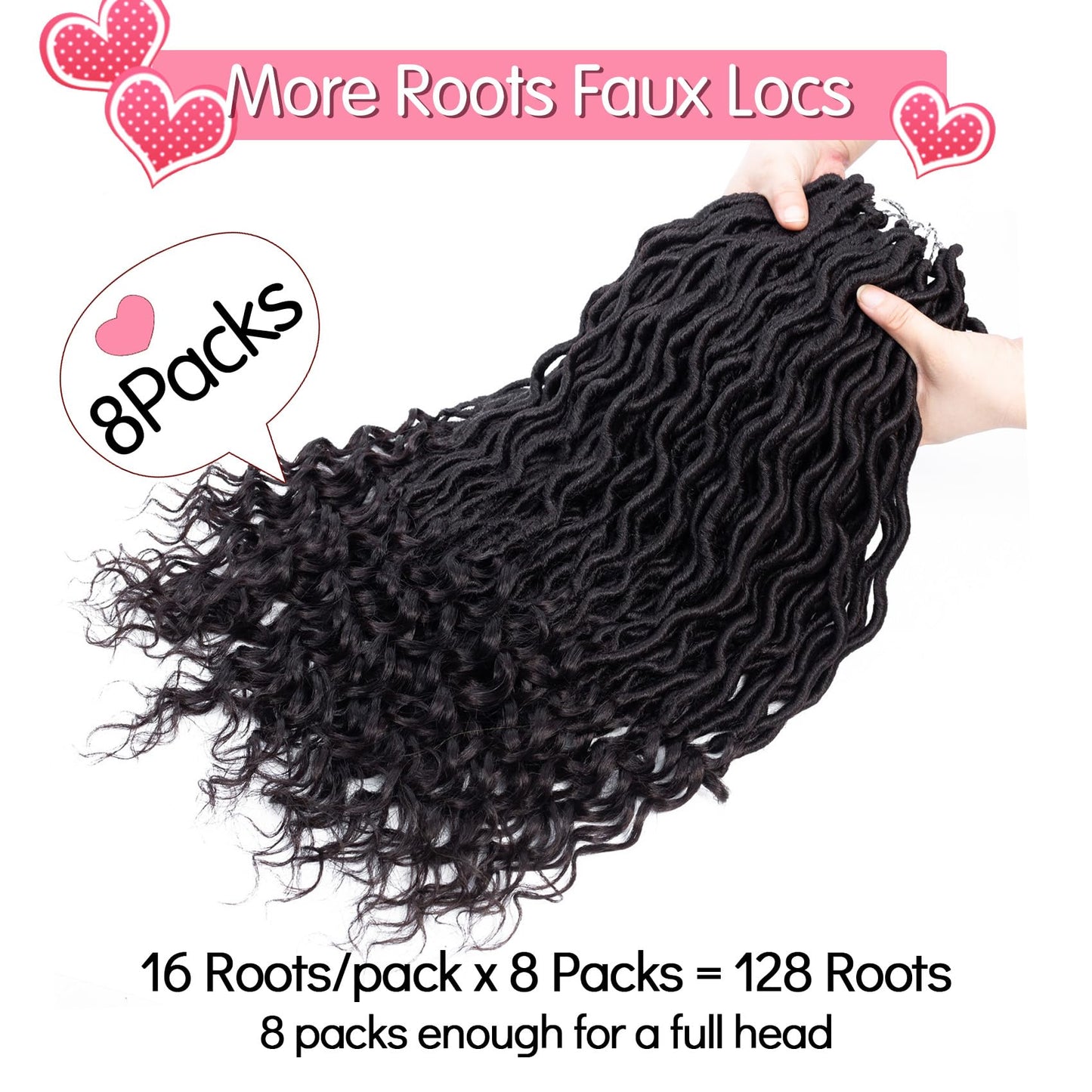 Karida Faux Locs Crochet Hair 18 Inch, 8 Packs Pre Looped Goddess Locs Crochet Hair, Wavy Crochet Faux Locs With Curly Ends, Boho Faux Locs Crochet Hair For Black Women (18 inch, 1B#)