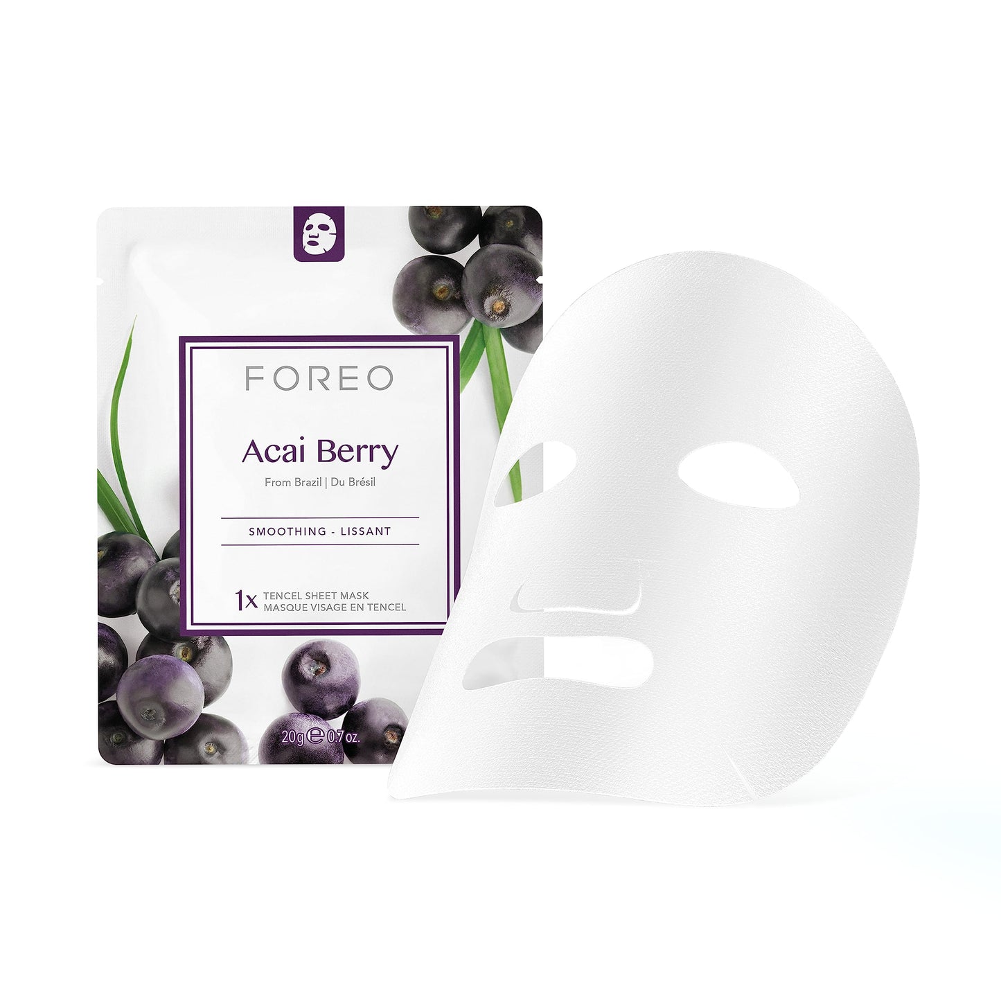 FOREO Acai Berry Firming Sheet Mask for Dry and Aging Skin, 3 pack, Hydrating, Antioxidant, Restoring Clean Forumula, Cruelty-free, Compatible with UFO devices