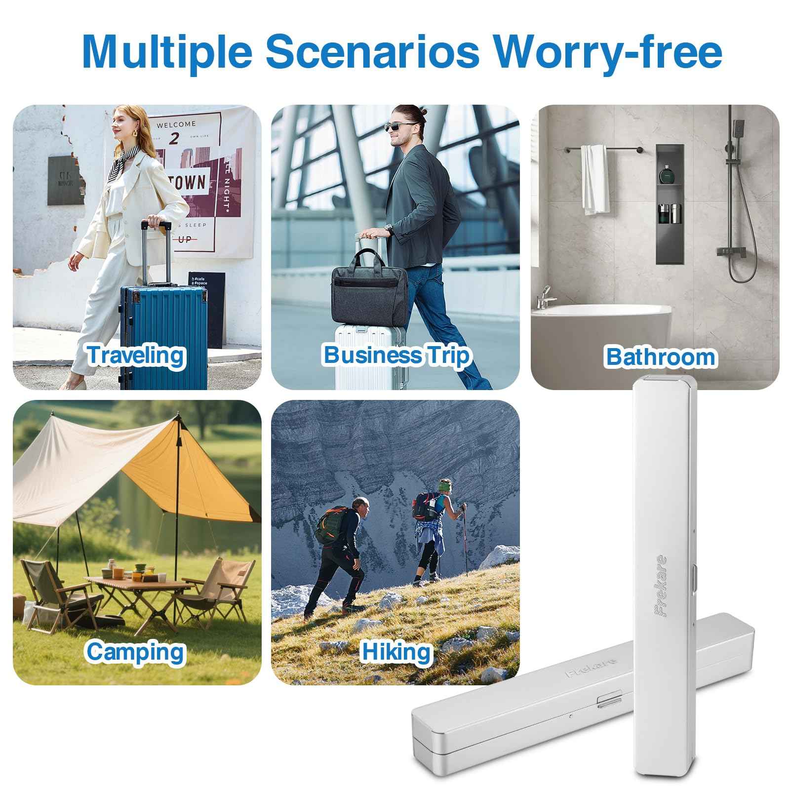 Frekare Toothbrush Travel Case Aluminum, Manual Tooth Brush Holder for Traveling, Portable Toothbrush Container for Bathroom, Camping, Business Trip, School (Silver)