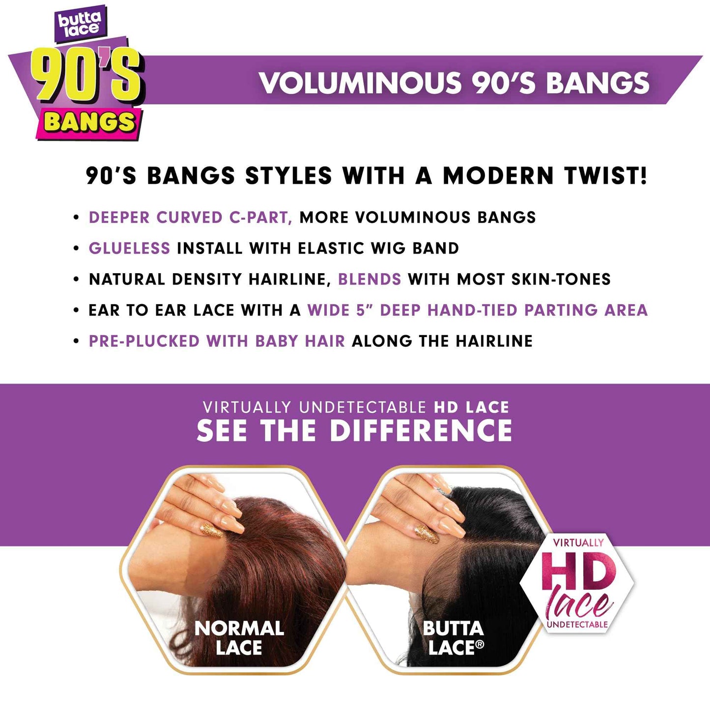 Sensationnel Butta Lace 90Sbangs Wigs - Unit 914 Glueless Wide Deep Part Synthetic Preplucked Hairline (BEIGEBLONDE)