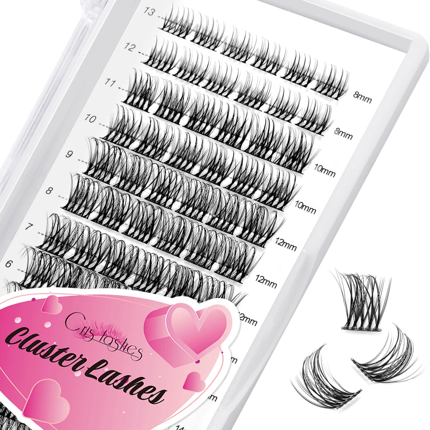 Cluster Lashes, Crislashes Lash Clusters 13 Rows, Resuable DIY Eyelash Extensions, Soft 78 PCS Cluster Eyelash Extensions at Home (F15 Mix 8-16mm)