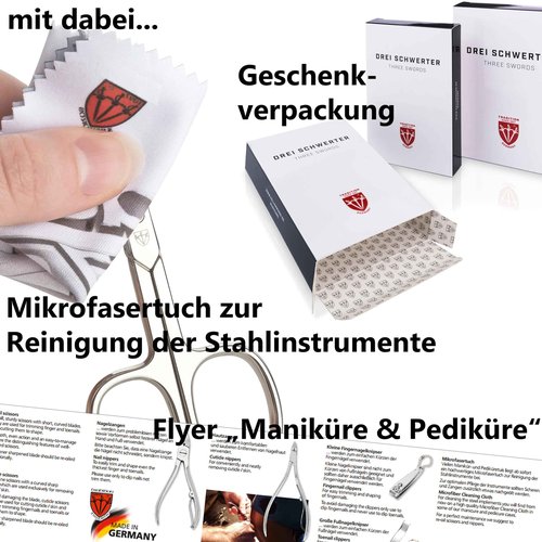 3 Swords Germany - brand quality 7 piece manicure pedicure grooming kit set for professional finger & toe nail care scissors clipper fashion leather case in gift box, Made by 3 Swords (84322)