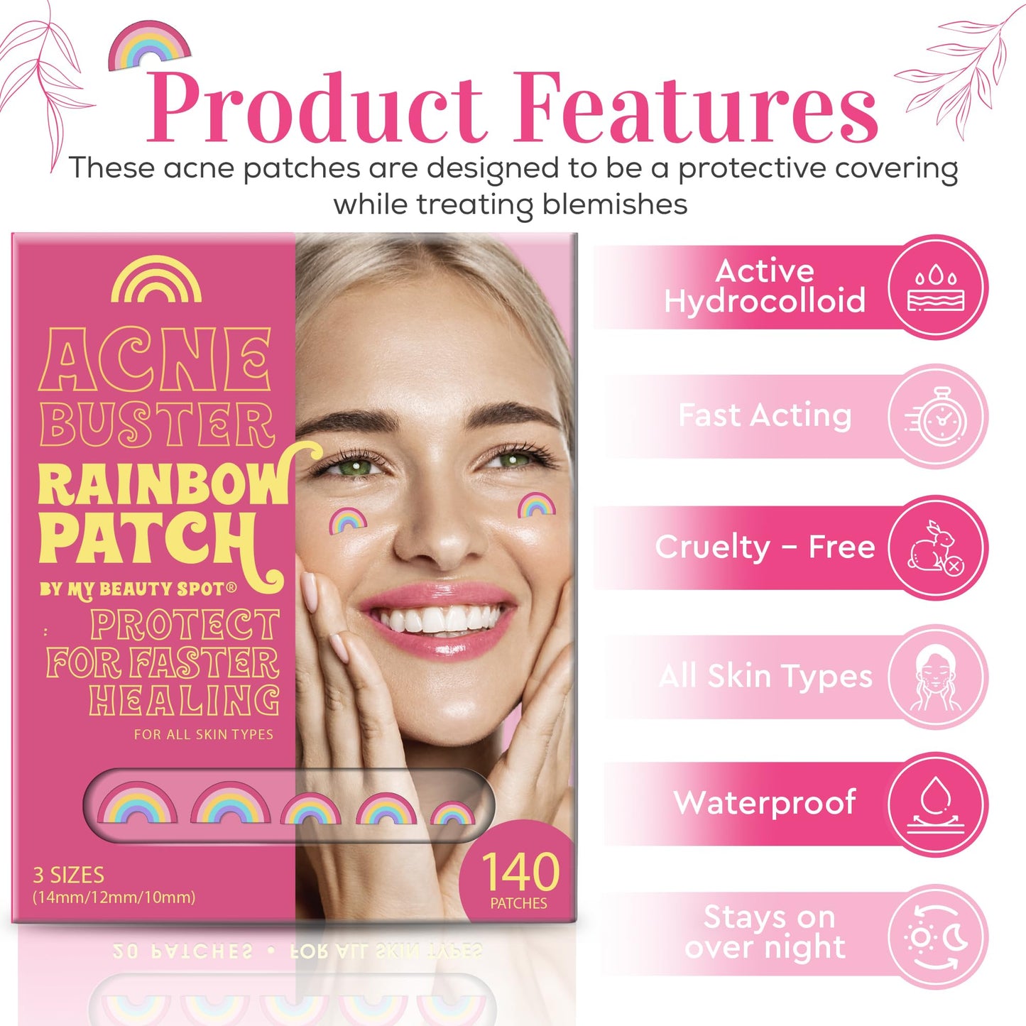 My Beauty Spot Pimple Patches Cute Acne Patches for Face (140 Patches) with Hydrocolloid, Tea Tree Extra & Salicylic Acid, Colorful Fun Designs – Pimple Patches for Face Acne Spot Treatment