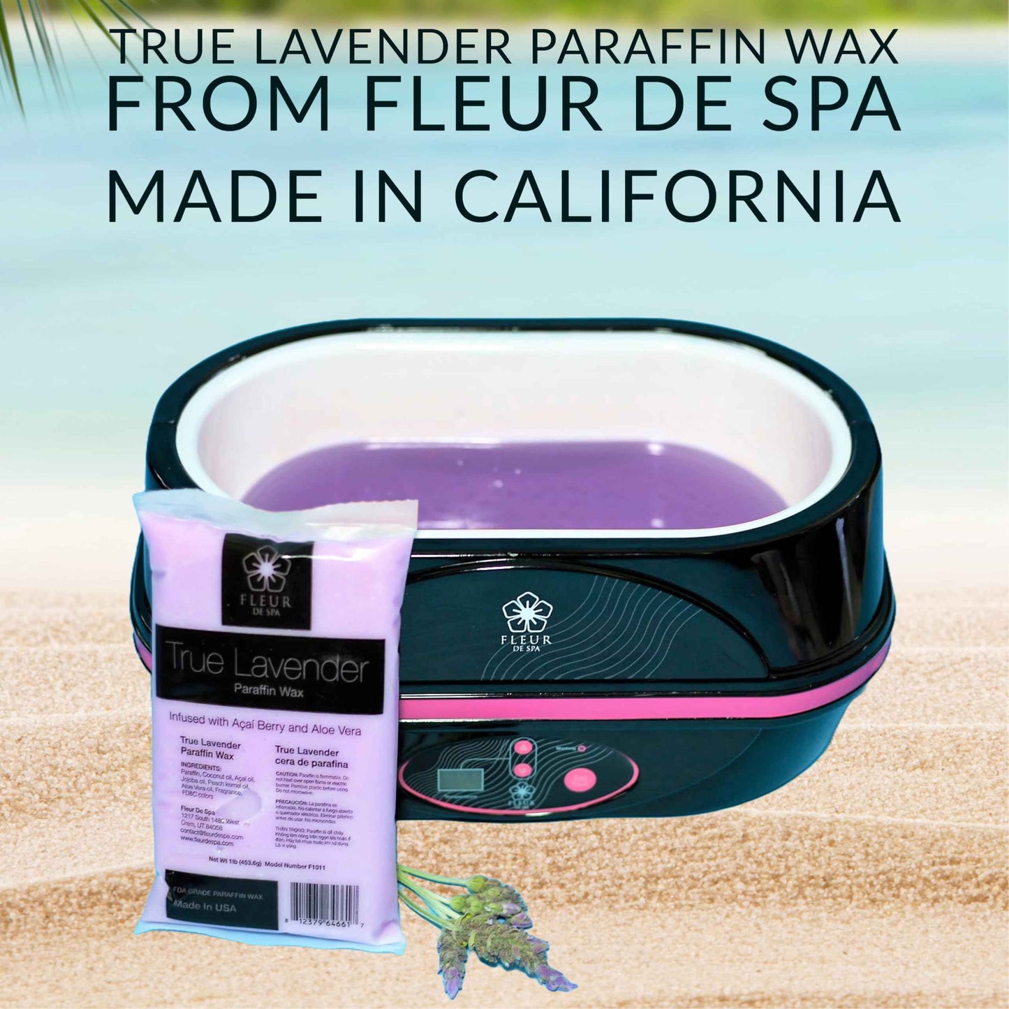 Paraffin Wax Refills 4lb by FLEUR DE SPA – Made in USA – Infused with Coconut & Jojoba Oils – Moisturizing, Hydrating & Soothing for Hands, Feet & Body – Spa & Home Use (4lb box, Lavender)