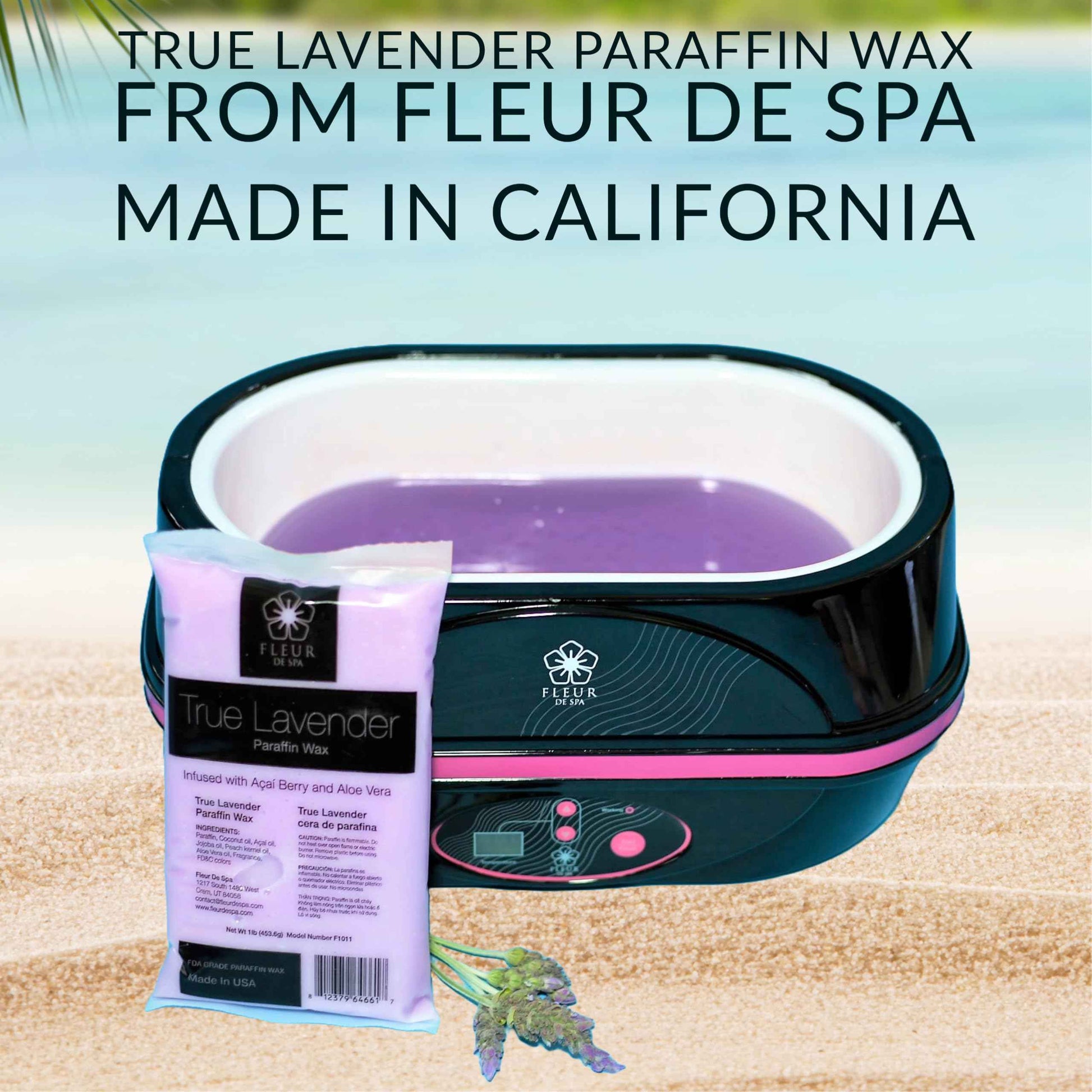 Paraffin Wax Refills 4lb by FLEUR DE SPA – Made in USA – Infused with Coconut & Jojoba Oils – Moisturizing, Hydrating & Soothing for Hands, Feet & Body – Spa & Home Use (4lb box, Lavender)