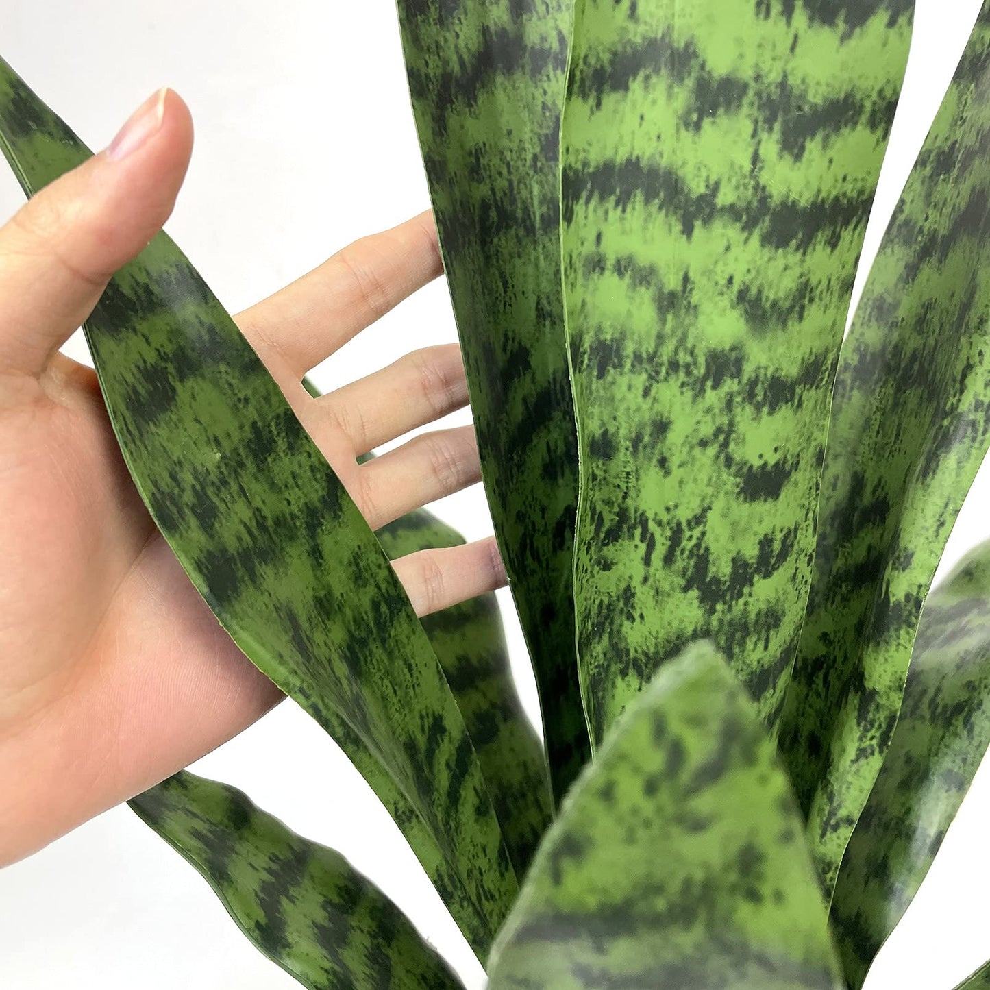 Ollain Artificial Snake Plant with Potted 23.6" Fake Plastic Sansevieria Faux Plants in Pot for Outdoor Window Box Verandah Planter Indoor Outside Home Garde Office Room Gardening Decoration