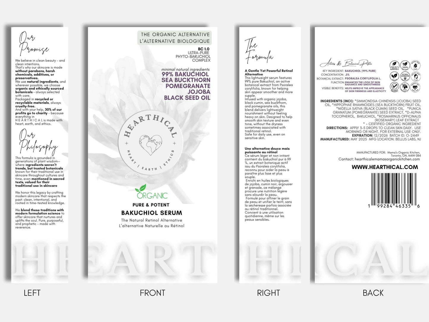 Hearthical Organic Oil-Based Bakuchiol Serum For Face | 1oz Natural Retinol Alternative for Glowing Skin | Brightening Serum For Face | 99% Pure Bakuchiol Oil with Jojoba & Sea Buckthorn | Made In USA