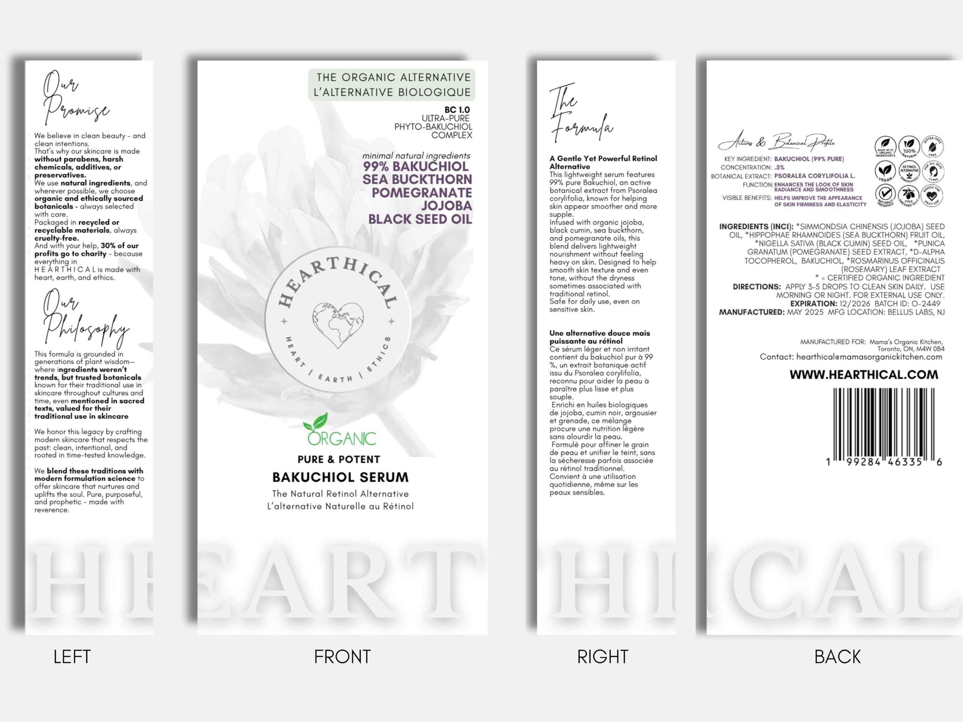 Hearthical Organic Oil-Based Bakuchiol Serum For Face | 1oz Natural Retinol Alternative for Glowing Skin | Brightening Serum For Face | 99% Pure Bakuchiol Oil with Jojoba & Sea Buckthorn | Made In USA