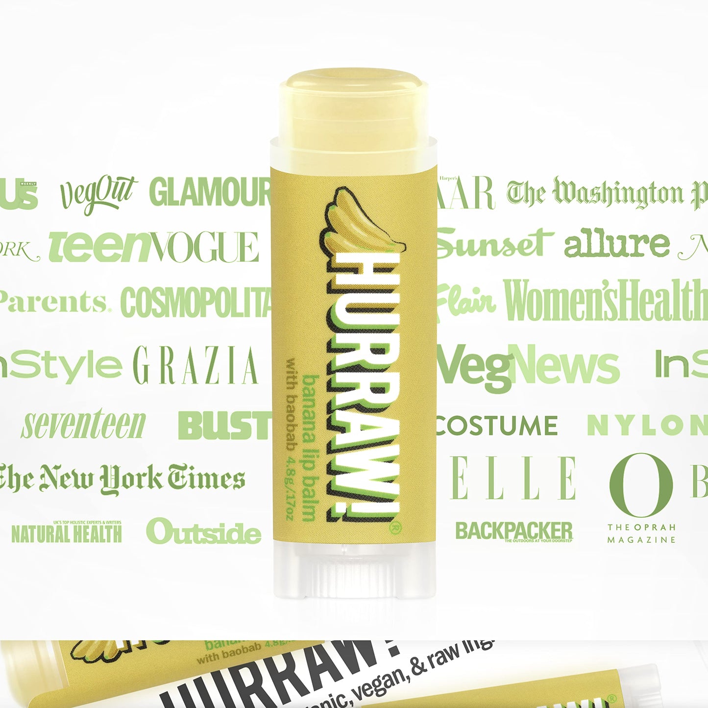 Hurraw! Banana Lip Balm: Organic, Certified Vegan, Cruelty and Gluten Free. Non-GMO, 100% Natural Ingredients. Bee, Shea, Soy and Palm Free. Made in USA