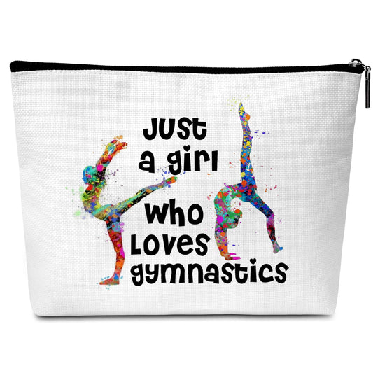 GREOXG Gymnastics Gifts, Just A Girl Who Loves Gymnastics, Gymnastics Travel Makeup Bag, Birthday Gifts for Woman Girls Sisters Mom Daughter Toiletries Organizer-D35