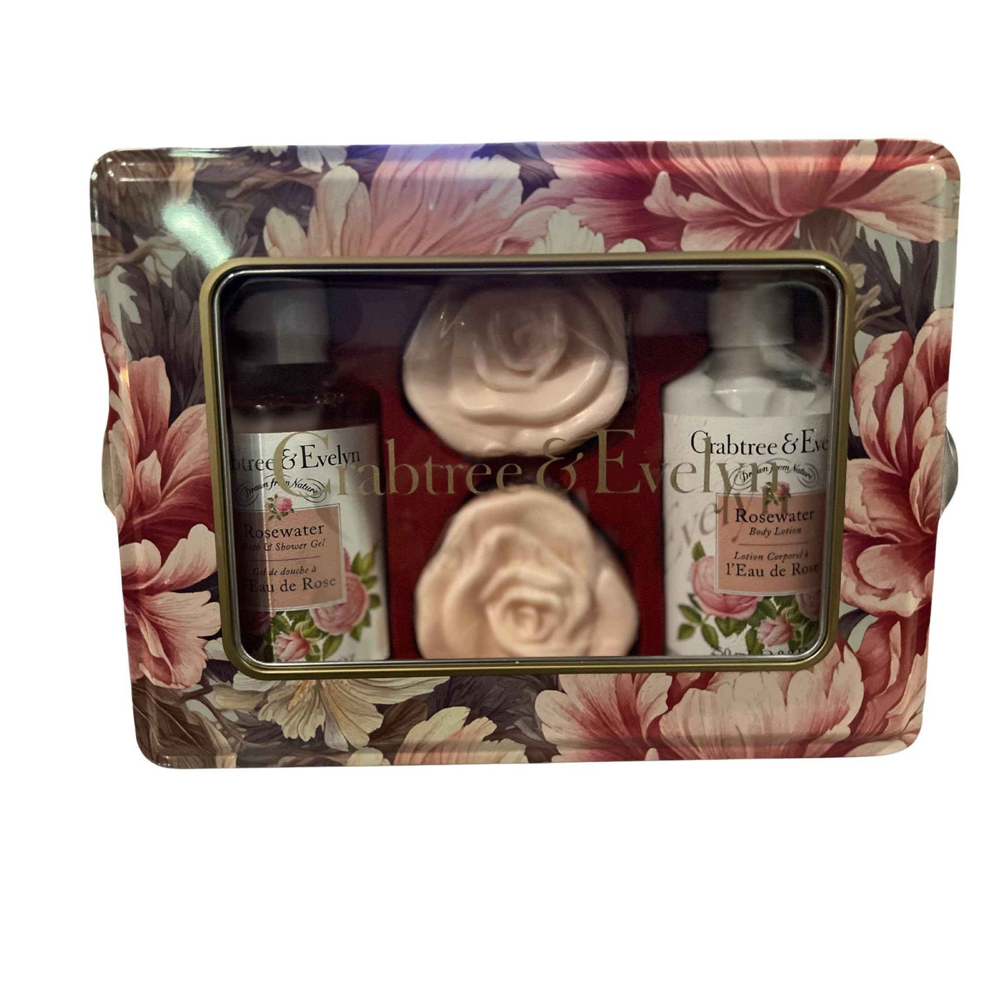 Crabtree & Evelyn 4 Piece Gift Set Tin (4-piece set, Rosewater)