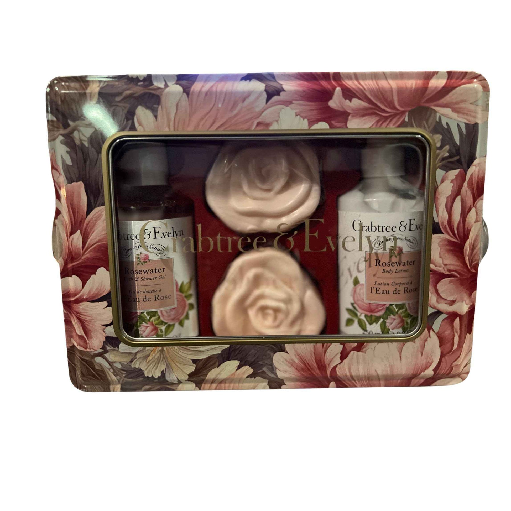 Crabtree & Evelyn 4 Piece Gift Set Tin (4-piece set, Rosewater)