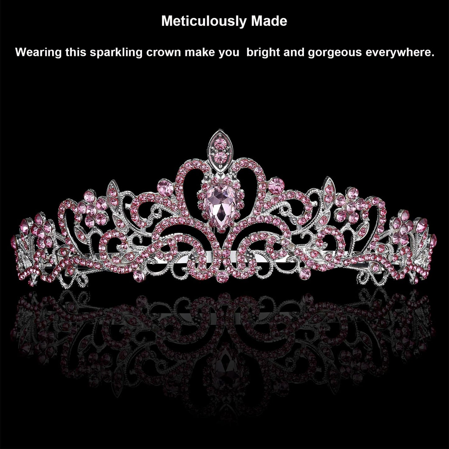 ZHENTAO Tiara Crowns for Women, 2Pcs Princess Crown for Girls Crystal Queen Tiaras for Birthday Christmas Costume Bride Wedding Prom-Silver