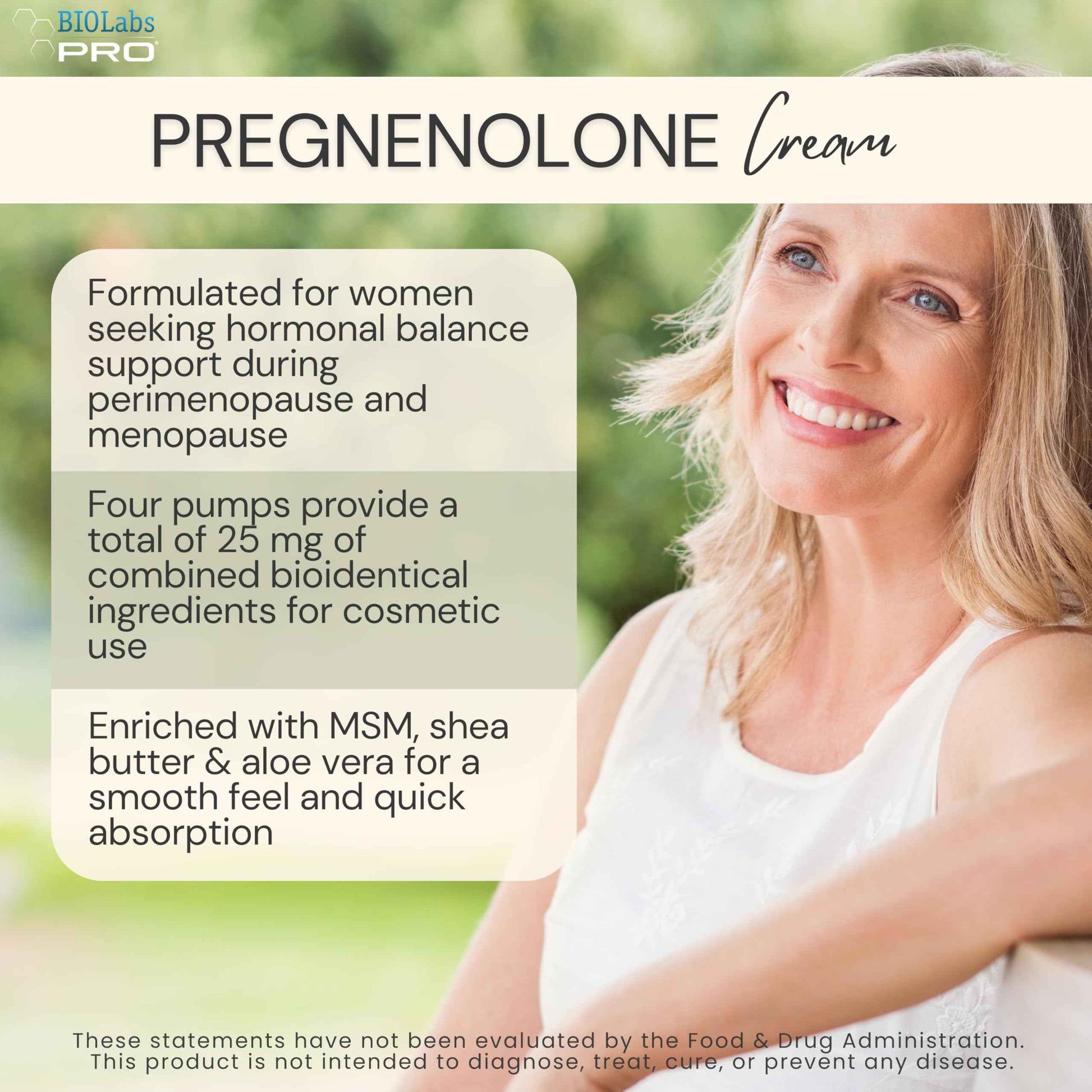 BIOLABS PRO Pregnenolone Cream 2.5% - Bioidentical Natural Pregnenolone - 25mg Per Dose - Three Month Supply - Luxury Bottle - 3.6oz