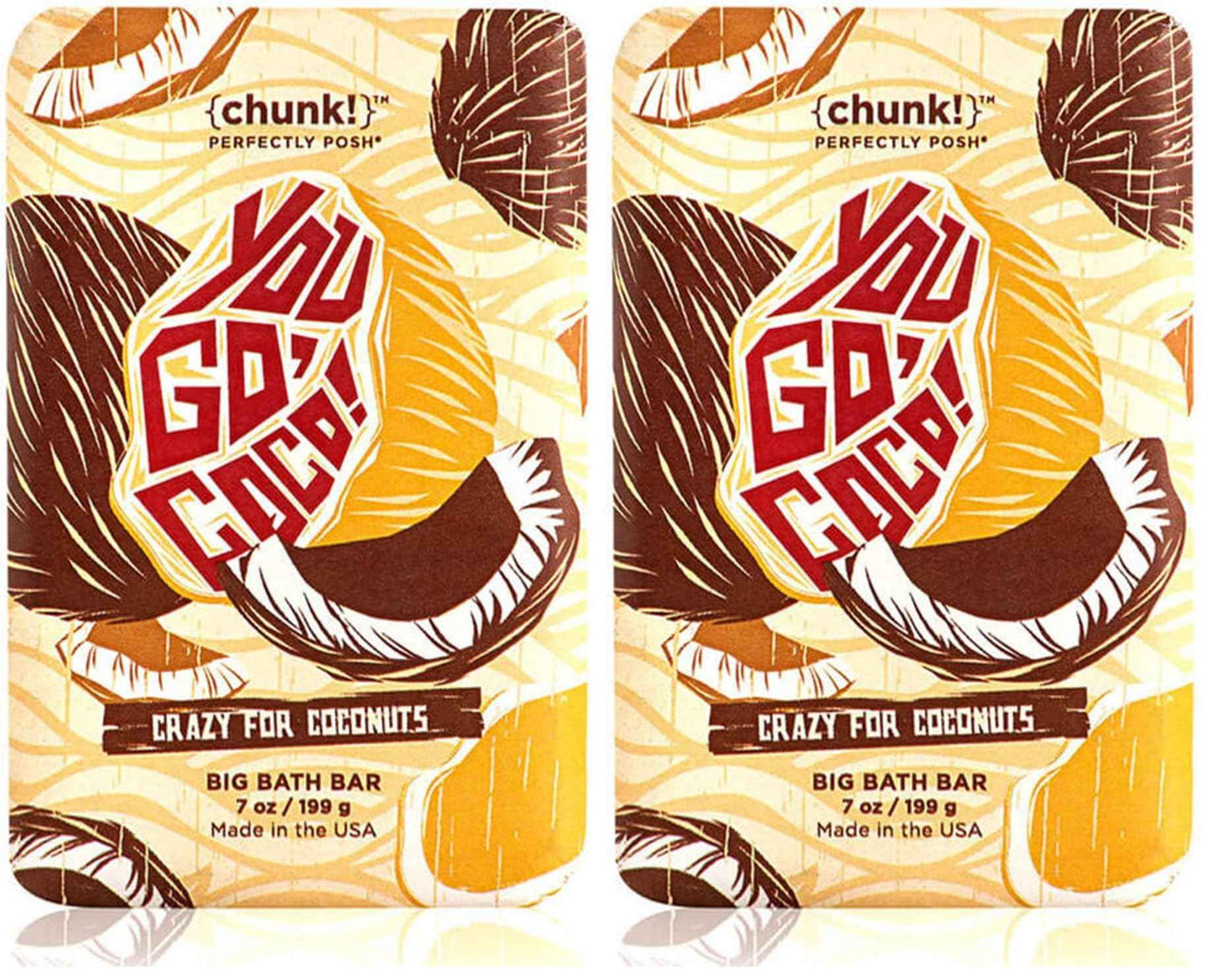 Perfectly Posh - You Go Coco Big Bath Bar - Nourishing Soap with Coconut & Tropical Fragrance - for Moisturizing Bath Time - 7oz (Pack of 2)