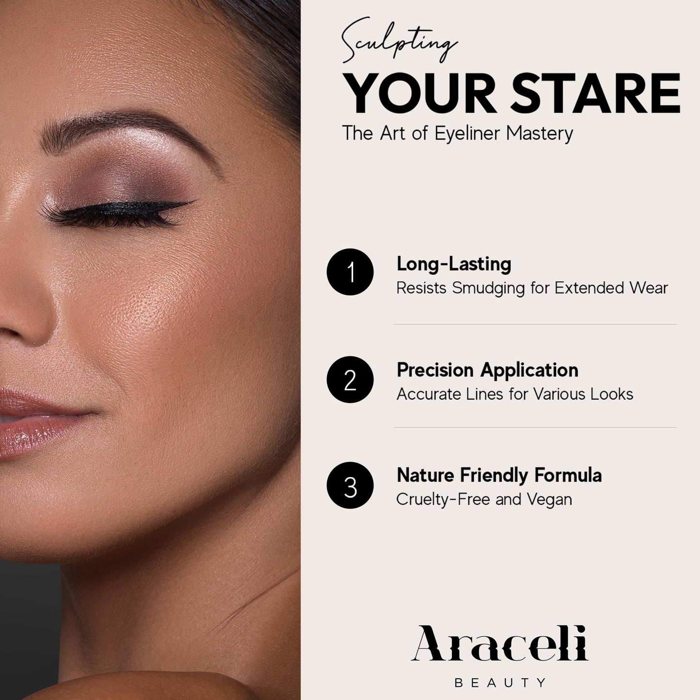 Araceli Beauty Liquid Eyeliner - Water Resistant Long-Lasting Eyeliner Pen - Precision Liquid Eye Liner with Smudge-Proof Formula - Easy Glide & Quick Dry - Perfect for Cat Eye & Winged Looks - Black