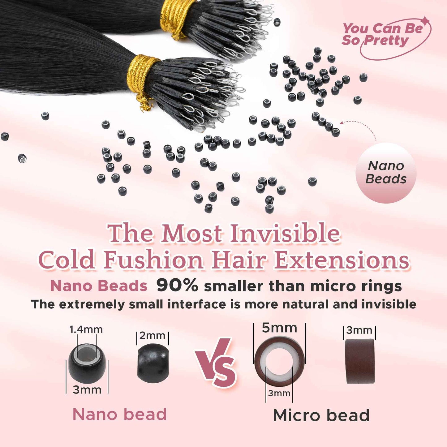 SEGO Nano Tip Hair Extensions Human Hair, Nano Beads Balayage Seamless Highlight Pre-bonded Extensions for Women, 0.7g/strand, 50 strands 35g/pack -18 Inch#01 Jet Black