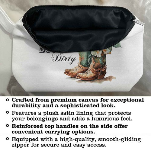 ARPTCN Western Cowboy Boots Makeup Bag - Cowboy Boots Themed Lover Gifts for Girls Mom Women, Canvas Makeup Bag, Western Gifts for Women
