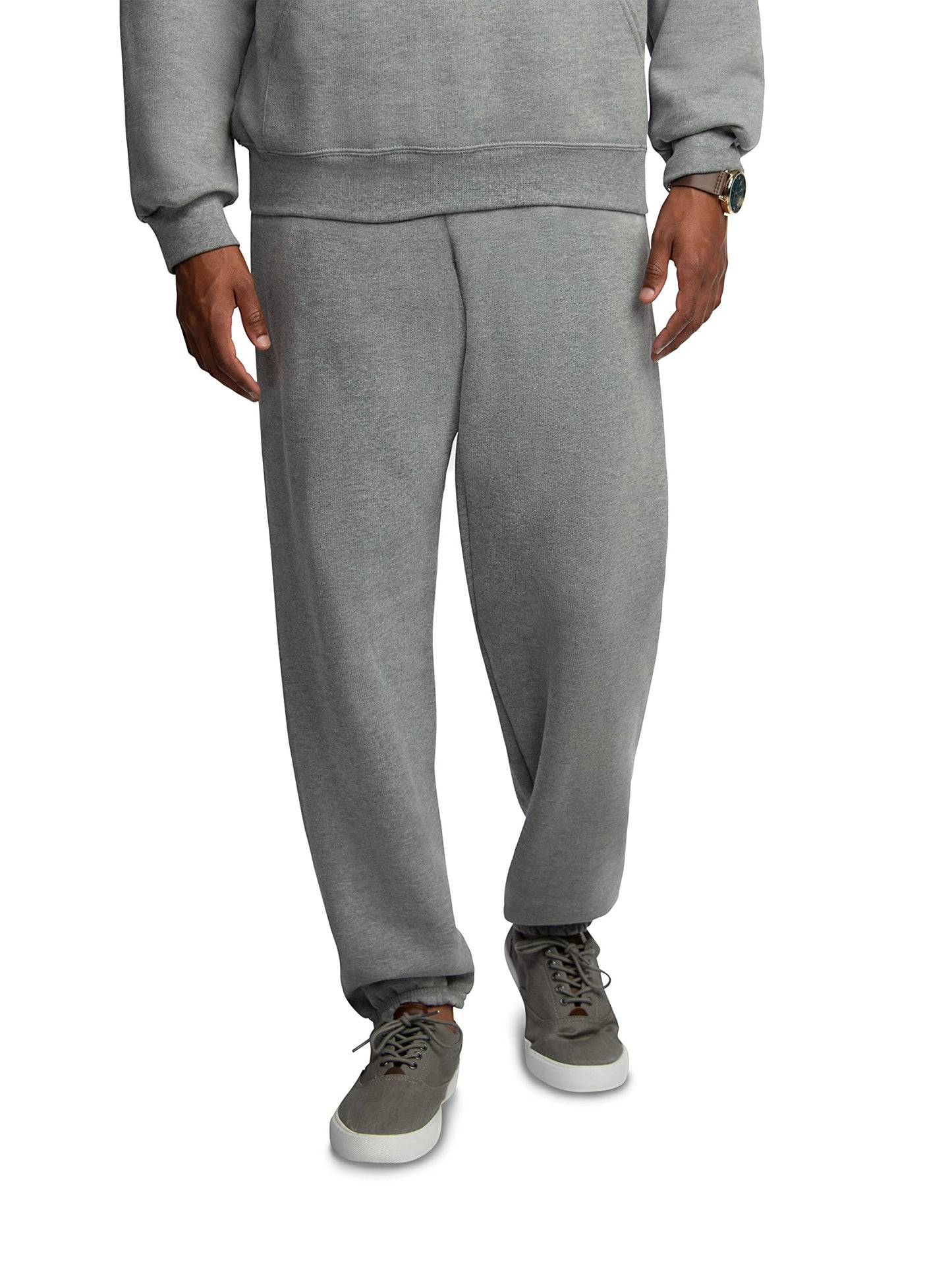 Fruit of the Loom mens Eversoft Fleece & Joggers (Regular Big Man) Sweatpants, Elastic Bottom - Grey Heather, Small US