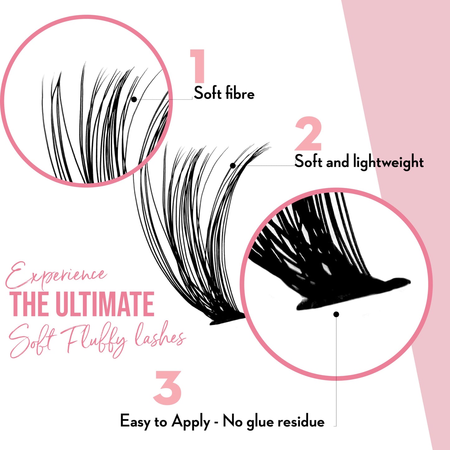 One V Salon, DIY Lash Cluster Kit, 3 Pack Kit: 224 Pc Glam Wispy-C Curl, Lash Clusters/Bond & Seal/Applicator Tool