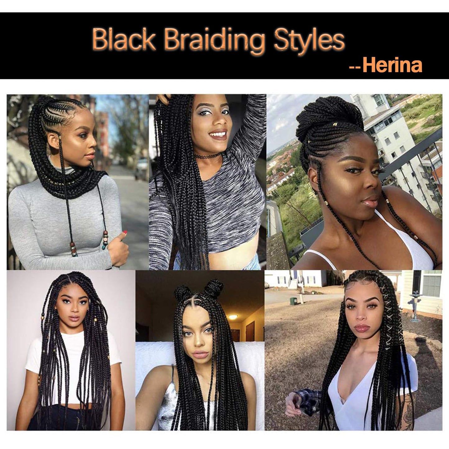 Herina Natural Black Braiding Hair Extensions High Temperature Fiber Jumbo Braiding Hair Extensions One Pack Black Braiding Hair(1pc/pack)