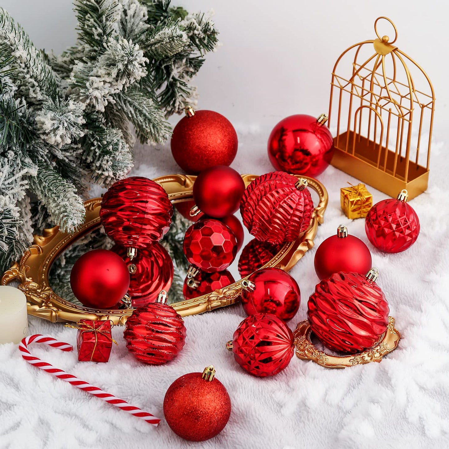 XmasExp 16ct Christmas Balls Ornaments - Shatterproof Large Hanging Ball Decorative Xmas Balls for Holiday Wedding Party Xmas Tree Decoration(3.15"/80mm, Red)