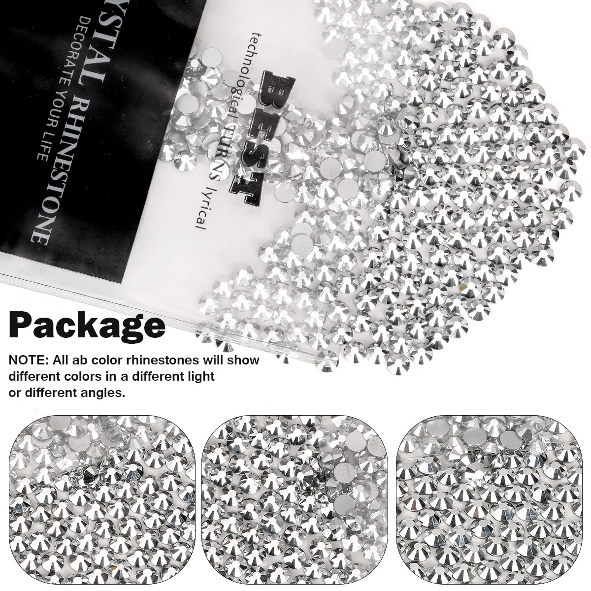 Rhinestones Flatback Rhinestones for Crafts Glass Nail Rhinestones Nail Gems Crystals Non Hotfix Rhinestones for Makeup Bags Shoes Decoration DIY(SS20,1440pcs,Silver)