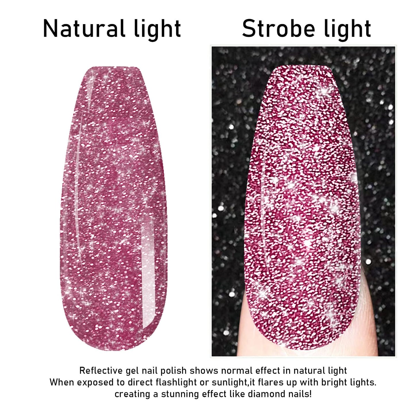 eodci Reflective Glitter Gel Polish,Flash Dimond Caramel Pink Gel Nail Polish Summer Colors Sparkly Shiny Gel Nail Art UV LED Curing Need Nail Gel for Manicure DIY and Nail Salon 15ml