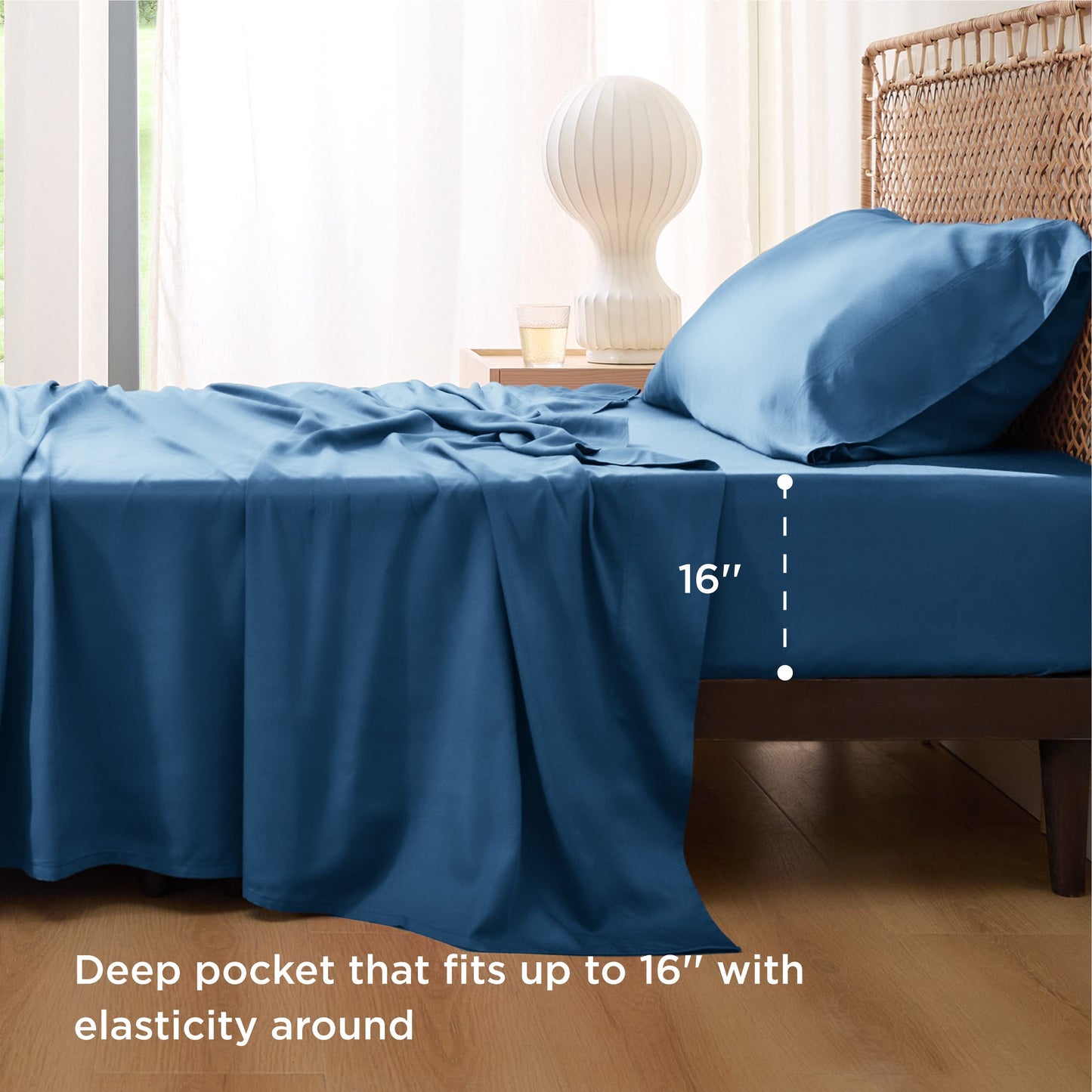 Bedsure Twin Sheets Set, Cooling Sheets Twin Size Bed Set, Rayon Derived from Bamboo, Twin Size Sheets, Breathable & Soft Bed Sheets, Hotel Luxury Silky Bedding Sheets & Pillowcases, Peacock Blue