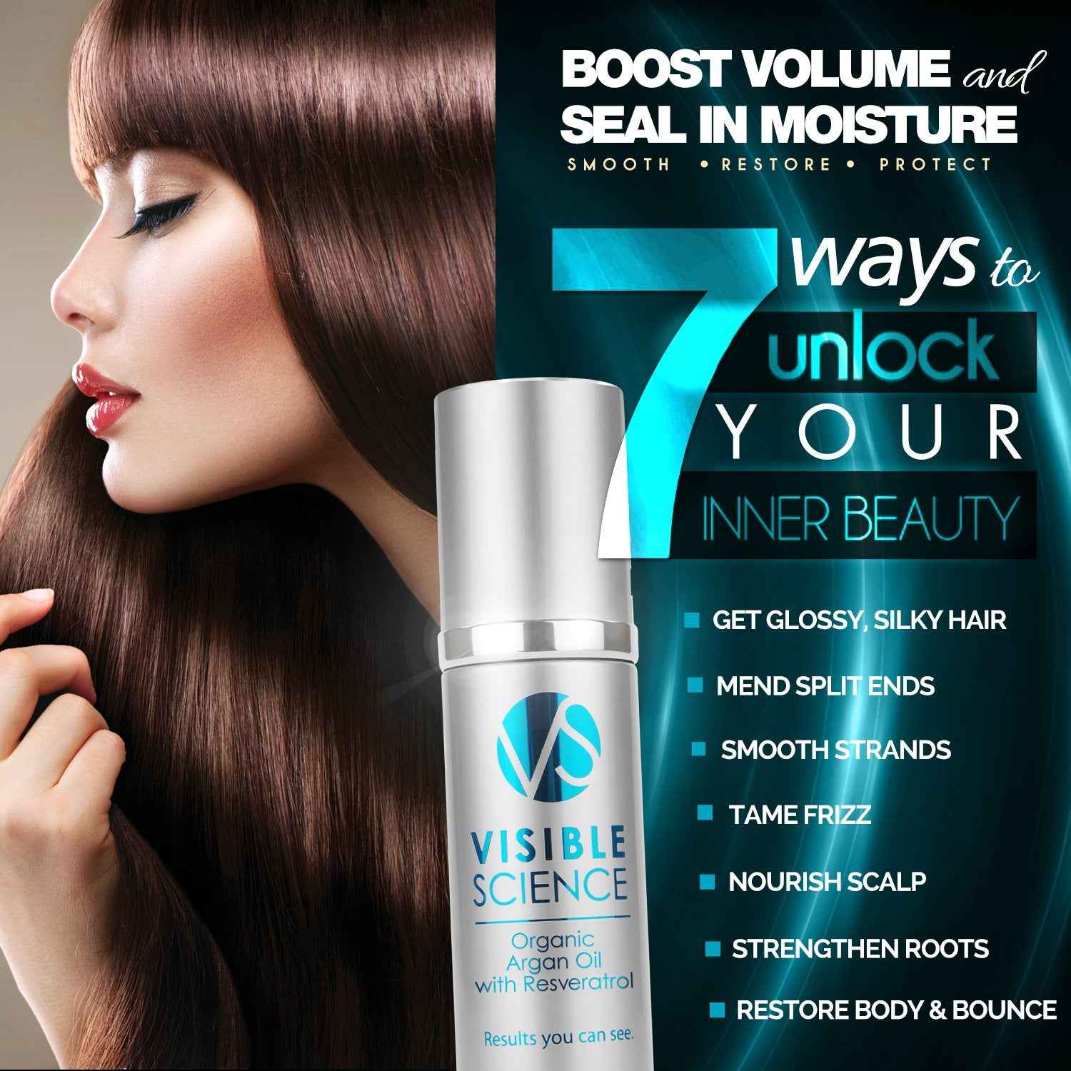 H2 Thermal and Visible Science Argan Oil Bundle - Hair Repair Treatment and Heat Protectant + Argan Oil Serum for Gorgeous Shiny Hair - Repair and Prevent Damage - Seal Split Ends (2 Items)