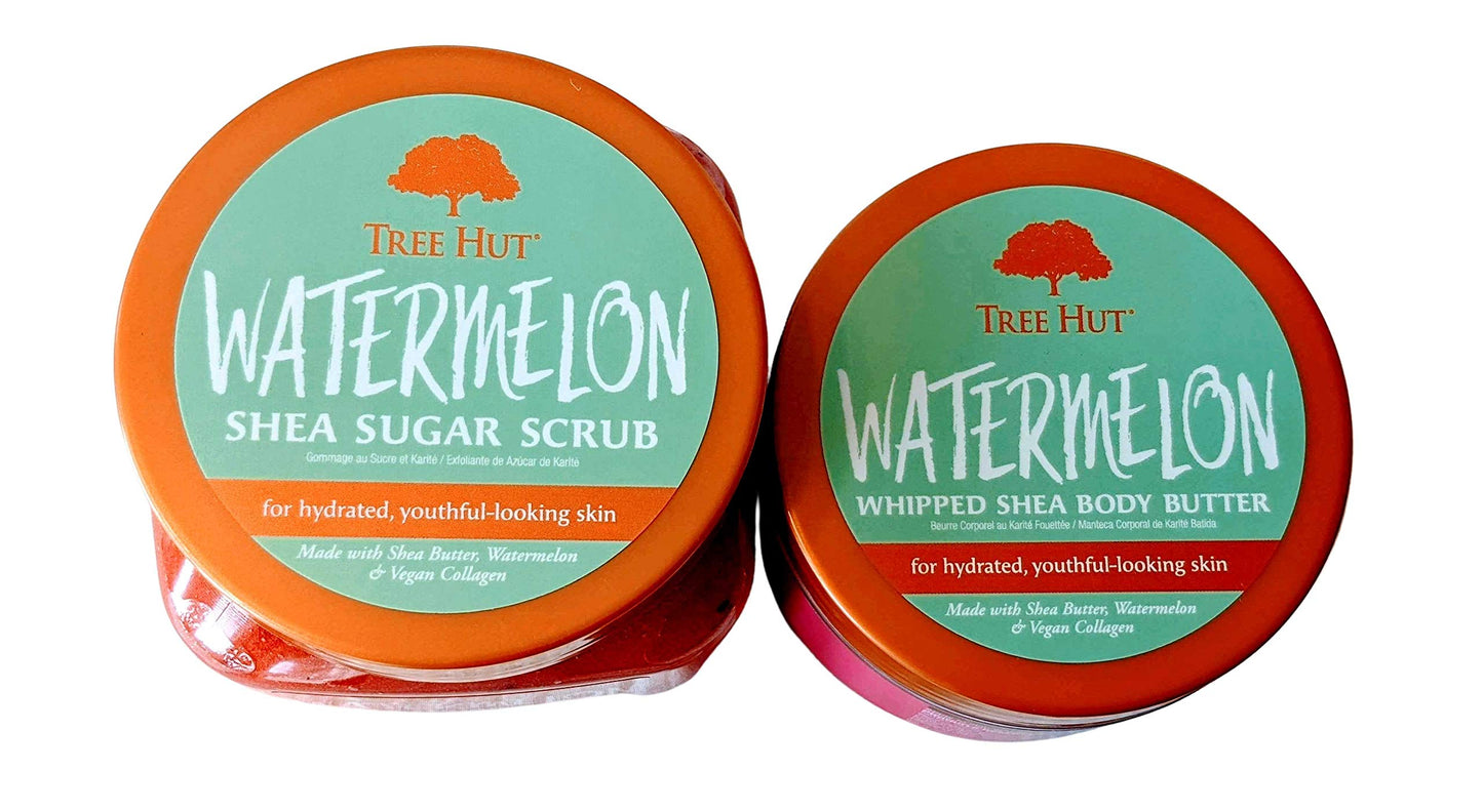 Tree Hut Radiant Skin Watermelon Shea Sugar Scrub Bundled With Watermelon Whipped Shea Body Butter