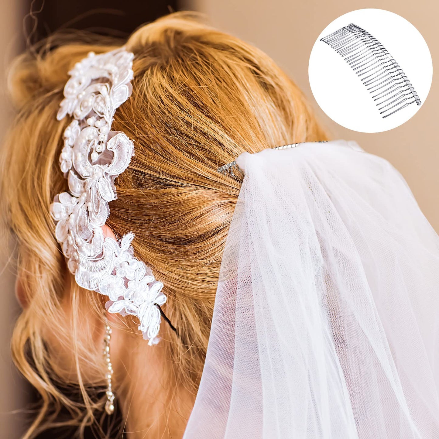 5 Pieces Hair Clip Combs Metal Wire Hair Combs Wire Twist Bridal Wedding Veil Combs (White K,30 Teeth)