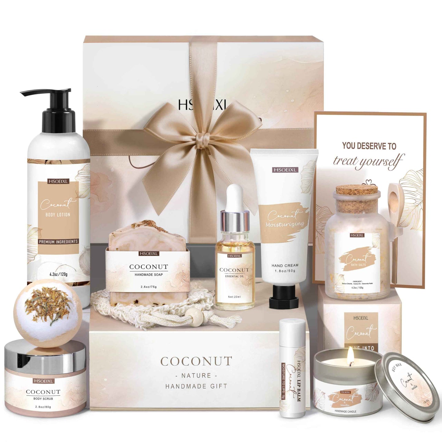 Gifts for Women Bath and Body Gift Basket Set for Women, 12 Piece Set of Coconut Home Spa Set for Self Care, Mothers Day Relaxing Bath Sets Birthday Christmas Gifts for Mom Sister Her Wife