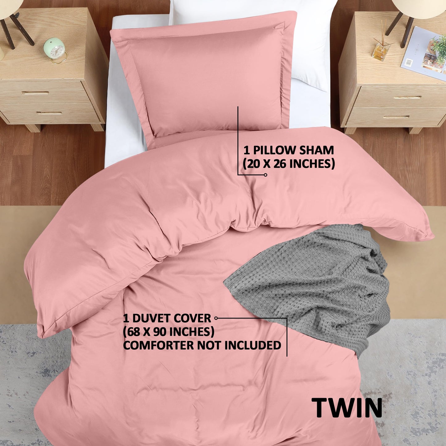 Utopia Bedding Duvet Cover Twin Size - 1 Duvet Cover with 1 Pillow Sham - 2 Pieces Bedding Duvet Cover with Zipper Closure - Soft Brushed Microfiber, 68 X 90 Inches (Twin/Twin XL, Pink)