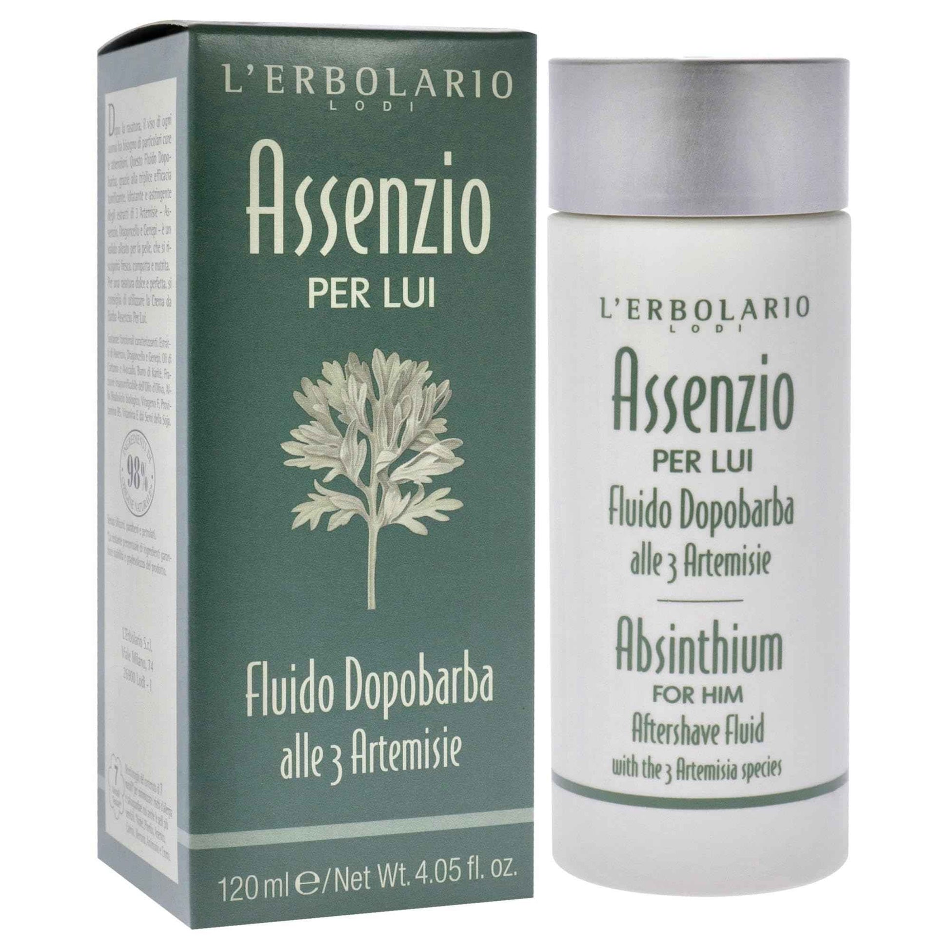 L'Erbolario Absinthium Aftershave Fluid - Absinthium, Tarragon And Genepy - Triple Toning, Moisturizing And Astringent Action - Leaves Skin Feeling Fresh, Compact And Nourished - For Men - 4.05 Oz