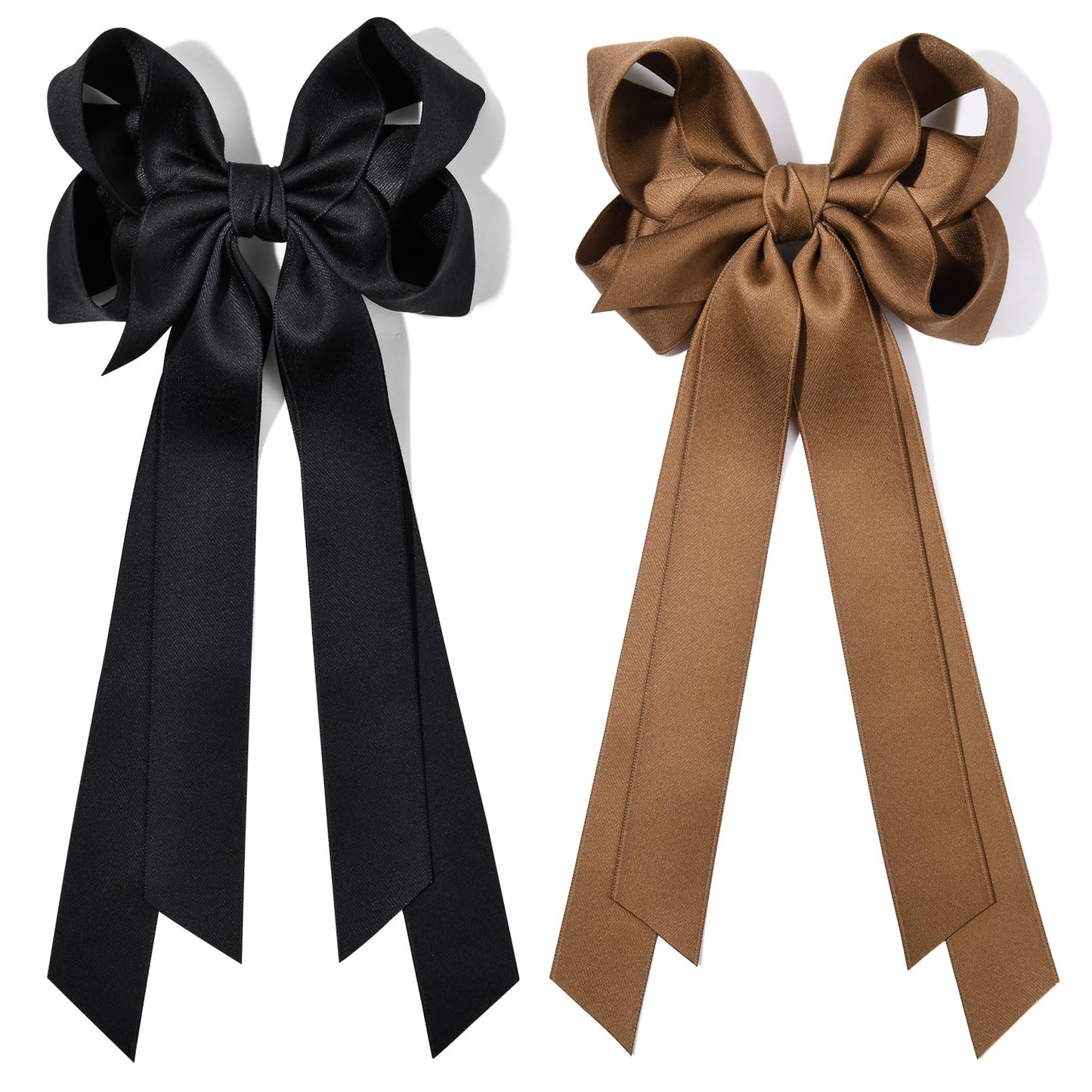 Hair Accessories: 2PCS Metal Clips, Ribbon Slides for Girls, Toddlers, Teens, Kids in Black & Brown