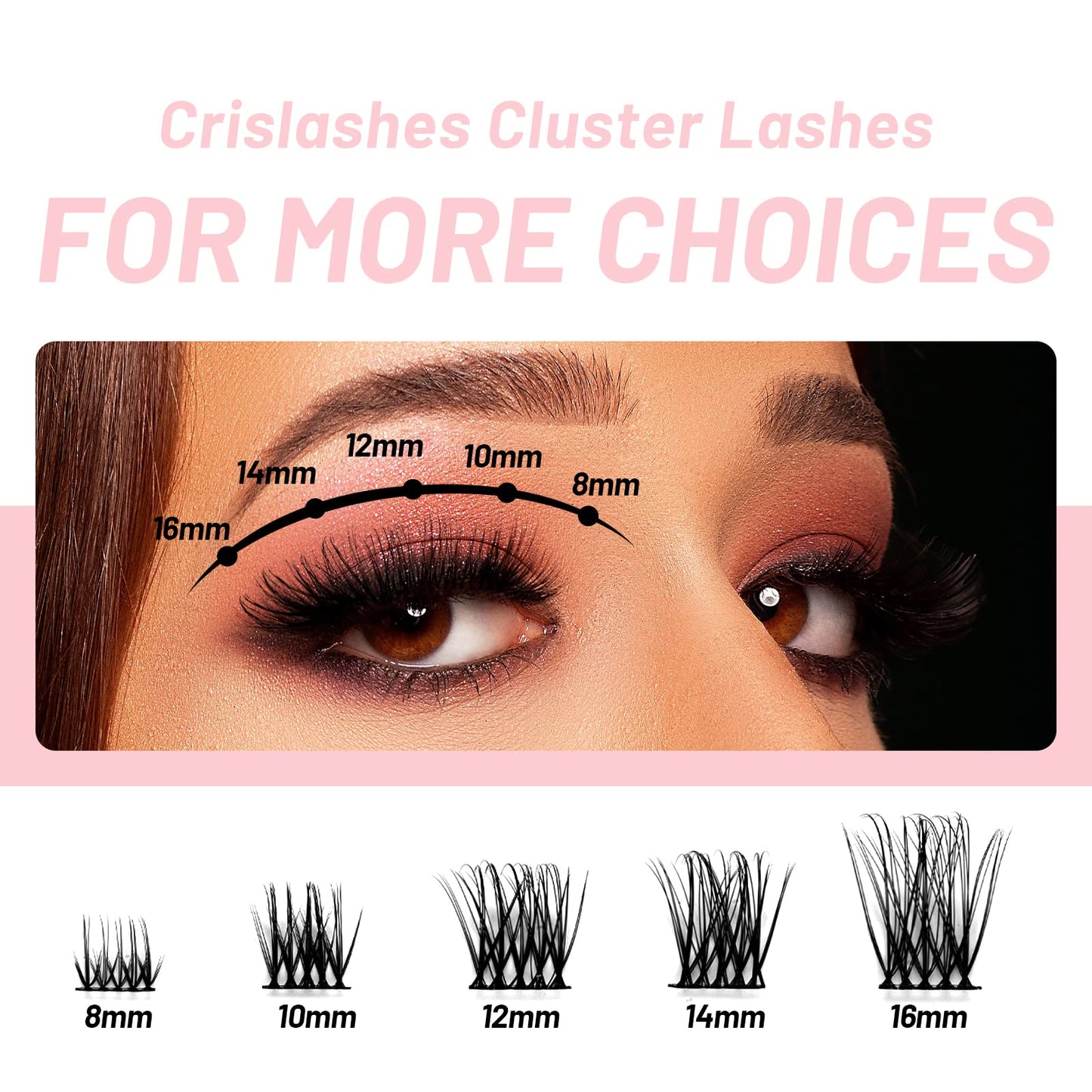 Cluster Lashes, Crislashes Lash Clusters 13 Rows, Resuable DIY Eyelash Extensions, Soft 78 PCS Cluster Eyelash Extensions at Home (F15 Mix 8-16mm)