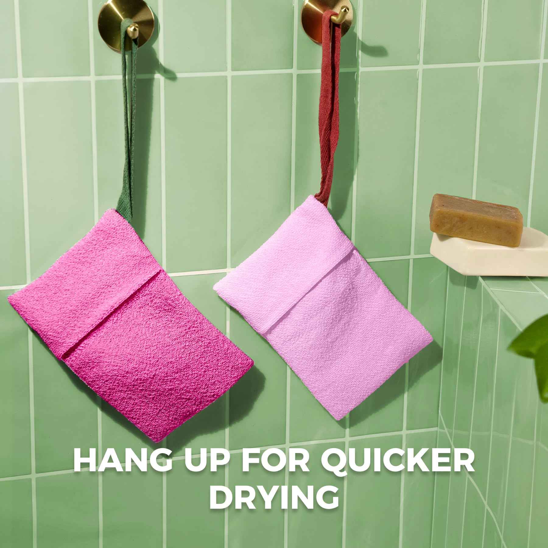 ZOMCHI 6 Pack Soap Saver Bags, Exfoliating Soap Pouch with Dual-Texture for Shower – Gray & Yellow & Pink