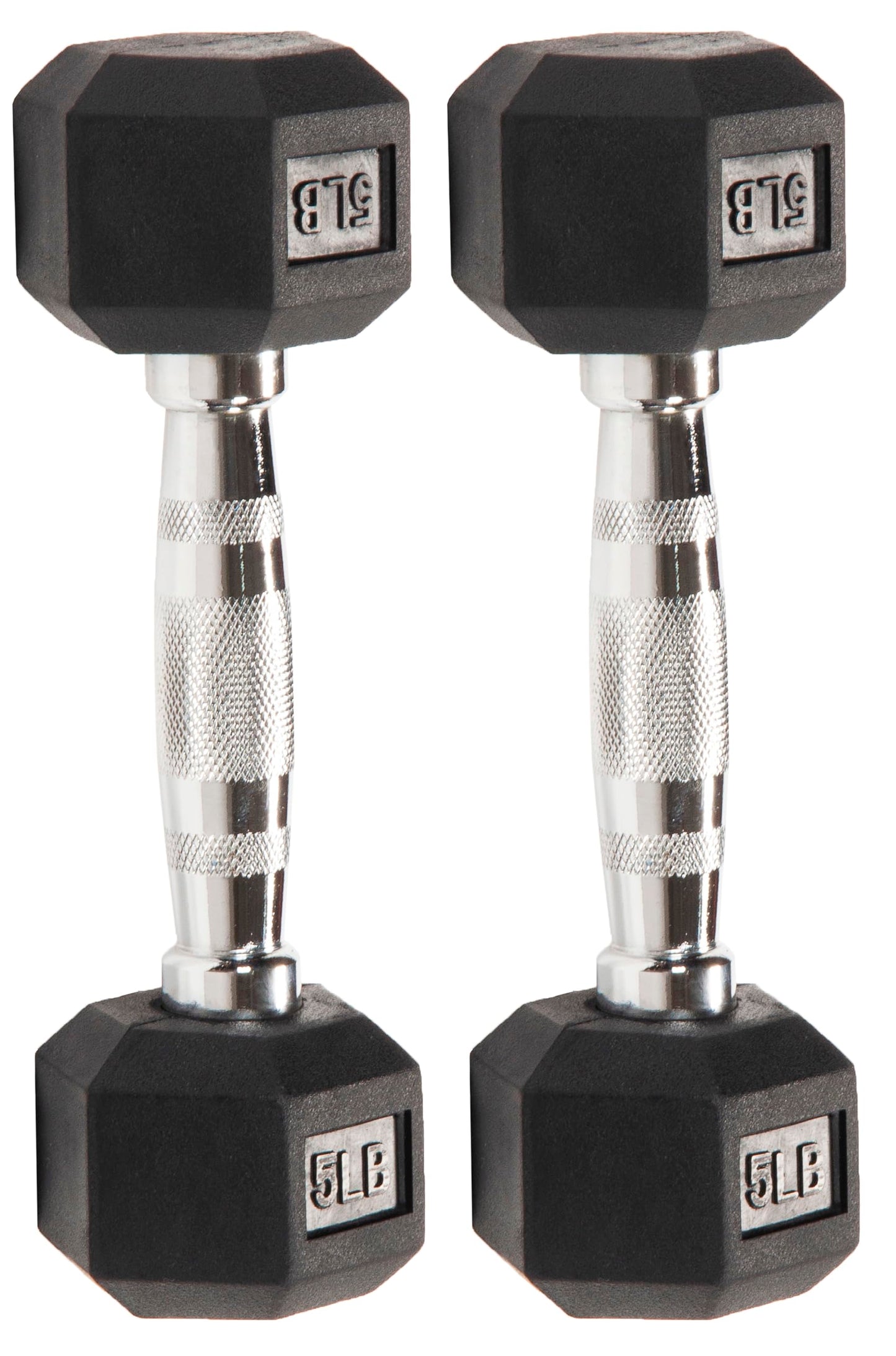 Signature Fitness Rubber Encased Hex Dumbbell, 5LB Pair