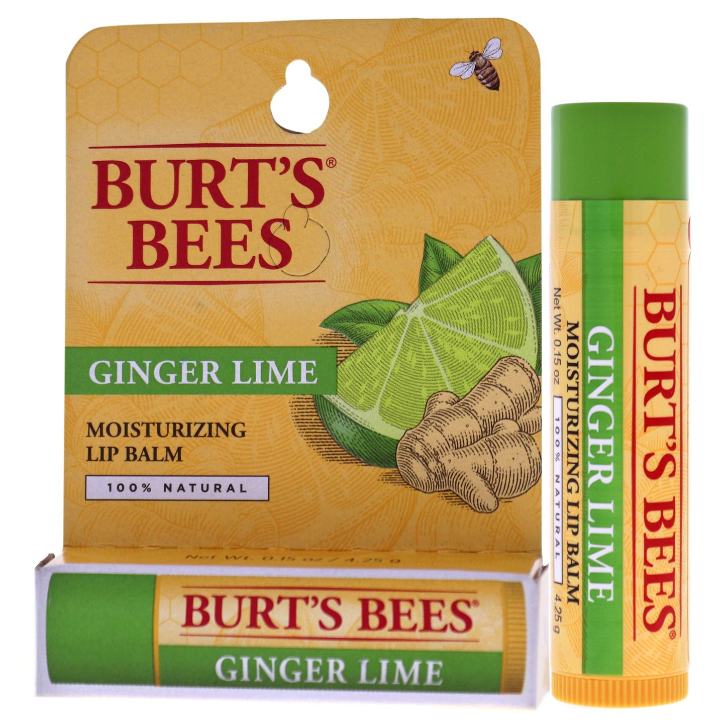 Burt's Bees Ginger Lime Moisturizing Lip Balm By Burts Bees for Unisex - 0.15 Oz Lip Balm, 0.15 Oz