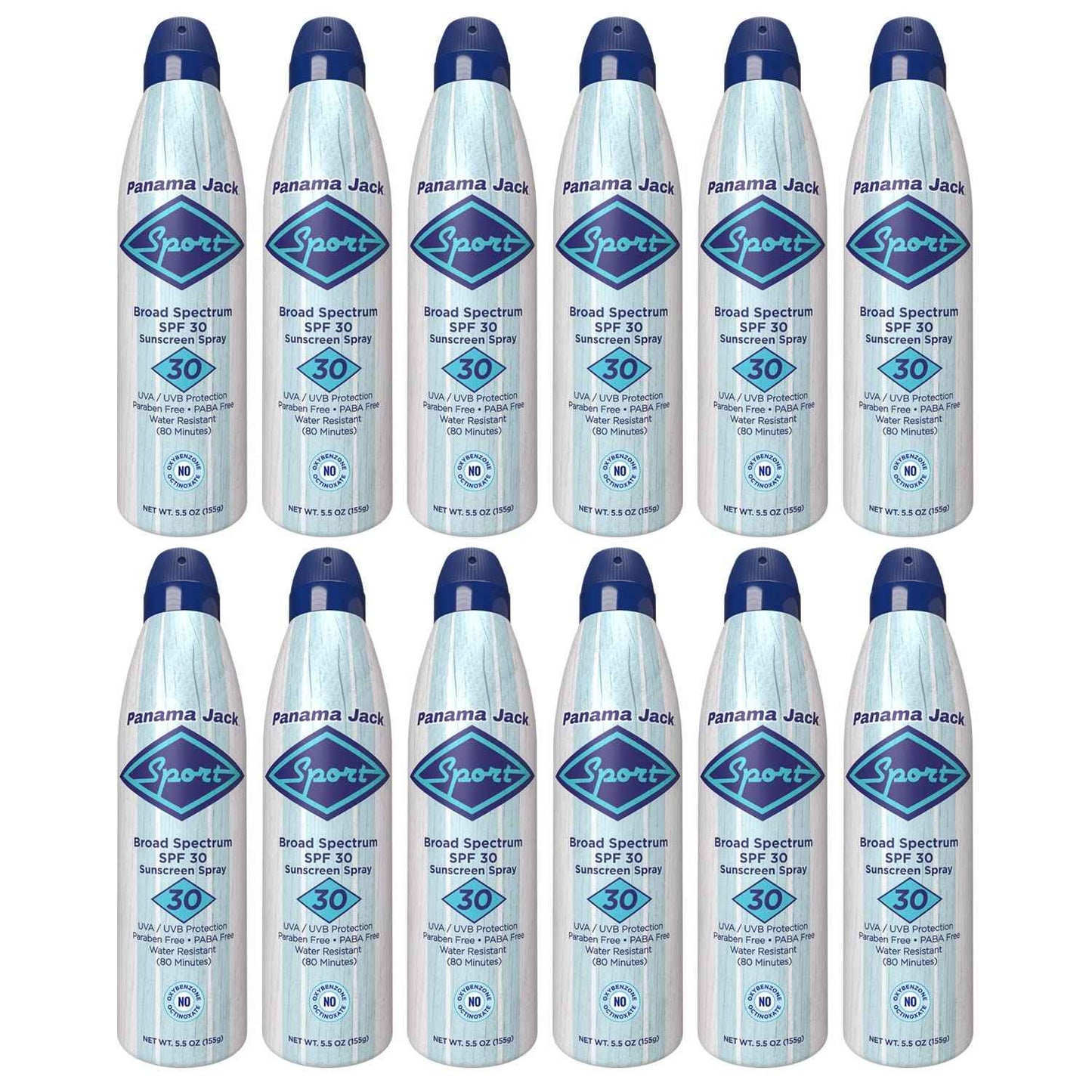 Panama Jack Sport Sunscreen Spray - SPF 30, Broad Spectrum UVA/UVB Protection, PABA, Paraben, Gluten & Cruelty Free, Water Resistant (80 Minutes), 5.5 OZ (Pack of 2)