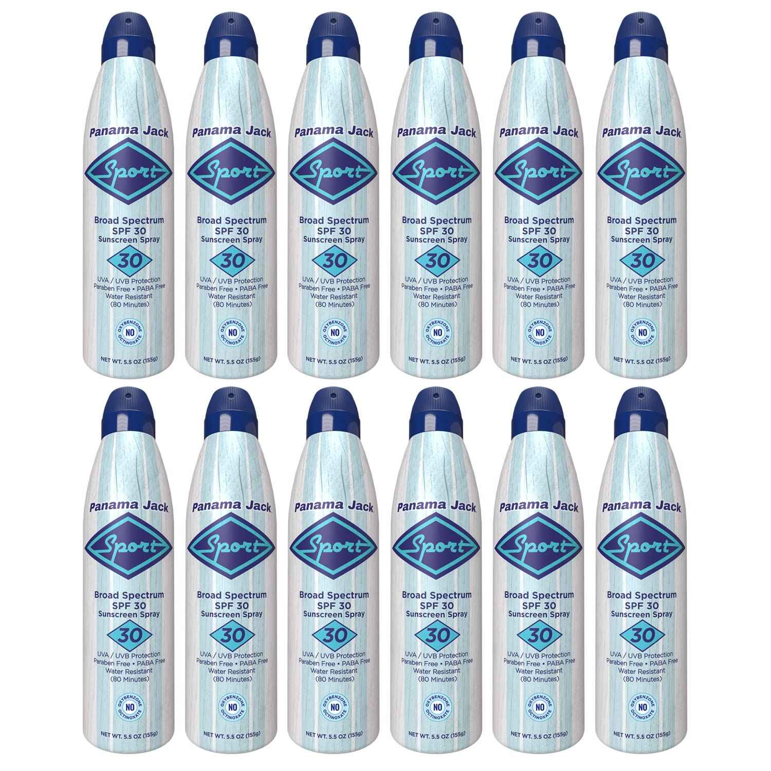 Panama Jack Sport Sunscreen Spray - SPF 30, Broad Spectrum UVA/UVB Protection, PABA, Paraben, Gluten & Cruelty Free, Water Resistant (80 Minutes), 5.5 OZ (Pack of 2)