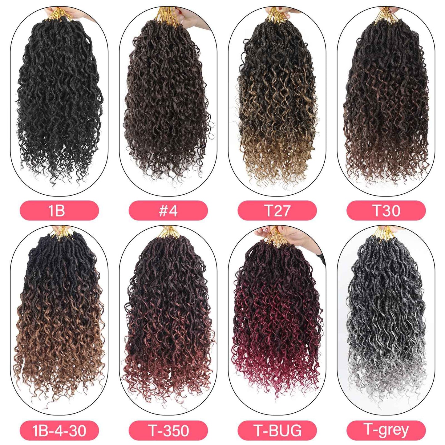 Sosihua Goddess locs crochet hair, 9 packs soft boho faux locs with curly ends bohemian crochet dreads for black women(14Inch,#Tbug)