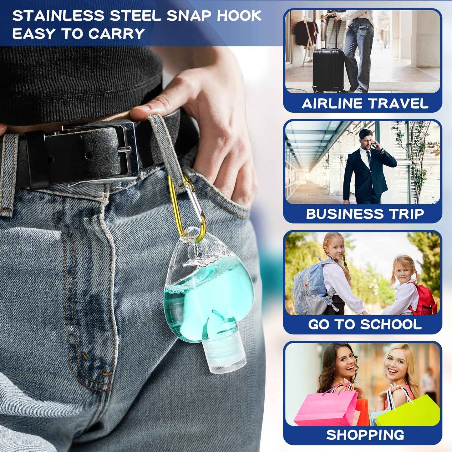 FairySandy 100 Pcs Traveling Bottles with Keychain 2oz Clear Keychain Bottle Plastic Empty Refillable Liquid Packing Container Squeeze Plastic with Lid for Liquid Cream (Heart)